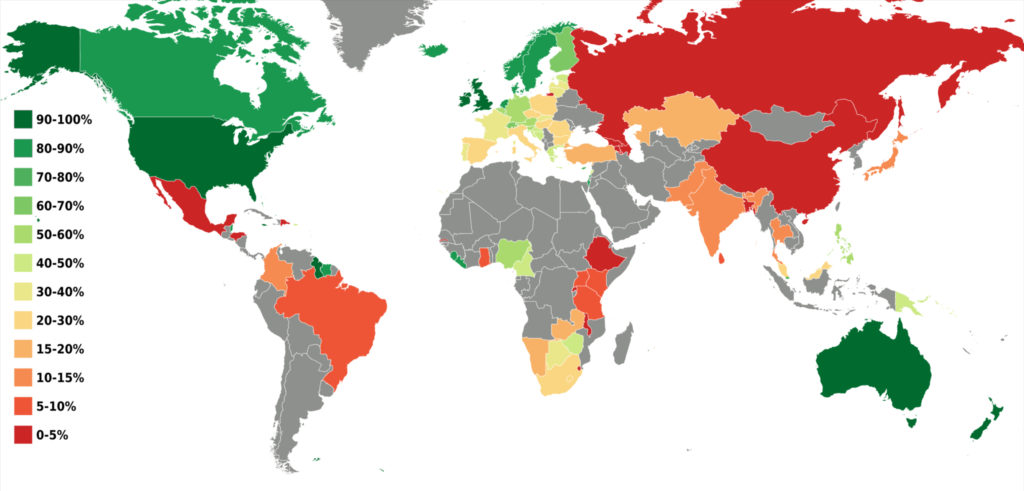 Страны, в которых английский язык используется в качестве основного или второго